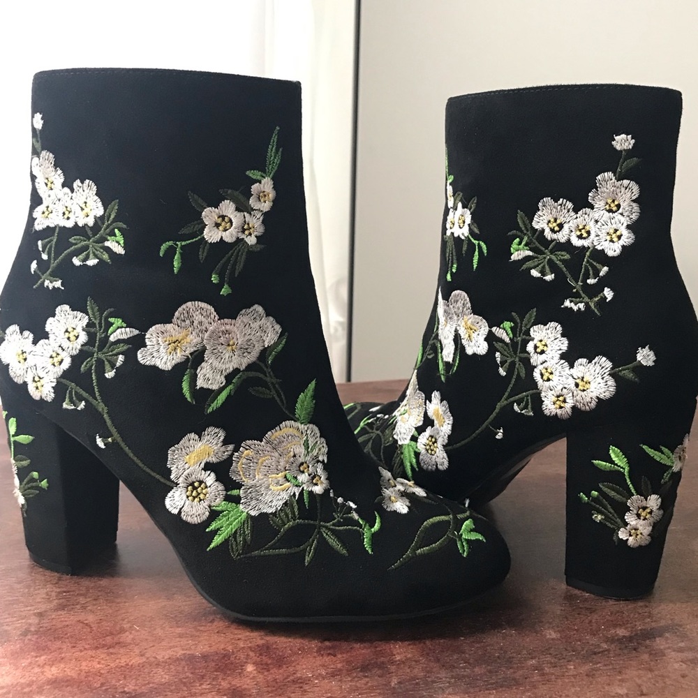 Embroidered ankle boots